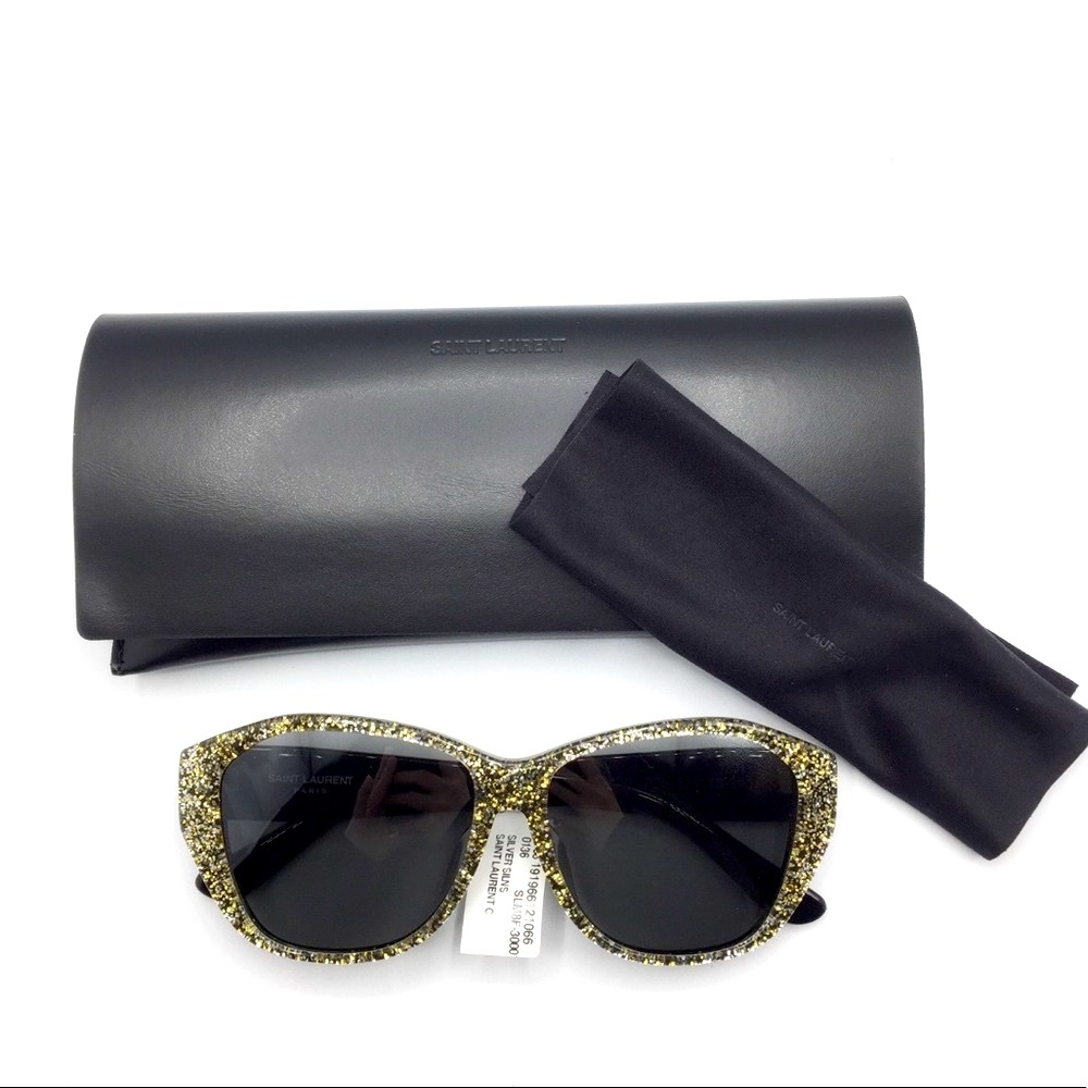 YSL Saint Laurent Sunglasses Silver Gold Sparkle Sunglasses - Picture 8 of 8
